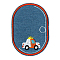 Computerized Embroidery Cloth Iron on/Sew on Patches, Costume Accessories, Oval with Car, Steel Blue, 11.2x7.9cm