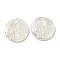 Carved Natural White Shell Cabochons, Flat Round, Creamy White, 15x2~3mm