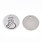 Non-Tarnish 201 Stainless Steel Pendants, Flat Round with Hand Gesture Heart, Stainless Steel Color, 30x1.5mm, Hole: 2mm