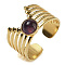 Natural Amethyst Finger Rings, 304 Stainless Steel Multi-layer Open Cuff Rings, Real 18K Gold Plated, 13.5mm, Adjustable