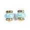 Brass Beads, with Rhinestone & Resin, Golden, Light Cyan, 14.5x13.5mm, Hole: 3.5mm