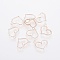 Brass Pendants, Heart, Rose Gold, 13x15x2mm, Hole: 1mm