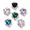 Rack Plating Alloy Rhinestone Charms, Lead Free & Cadmium Free & Nickel Free, Heart, Mixed Color, Platinum, 13.5x11x5mm, Hole: 1.2mm