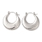 Non-Tarnish 304 Stainless Steel Thick Hoop Earrings, Stainless Steel Color, 25x23x3mm