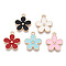 Alloy Enamel Pendants, Cadmium Free & Lead Free, Light Gold, Flower, Mixed Color, 20x17x2mm, Hole: 2mm