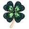 Cubic Zirconia Clover Brooch Pin, Golden Alloy Badge for Backpack Clothes, Green, 42x50mm