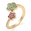 Rack Plating Brass Micro Pave Cubic Zirconia Open Cuff Rings RJEW-K266-02G-1