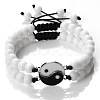 Black and White Yin Yang Natural White Jade Braided Bracelets NA9786-4-1