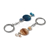 Iron with Alloy Natural Agate Pendant Keychain G-Q169-02P-2