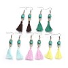 Dyed Synthetic Turquoise Drum Bead Dangle Earrings EJEW-JE02970-M-1