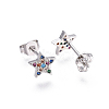 Brass Micro Pave Cubic Zirconia Stud Earrings EJEW-F201-05P-2