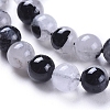 Natural Tourmalinated Quartz/Black Rutilated Quartz Beads Strands G-E558-04-6mm-3