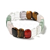 Natural Mixed Gemstone Rectangle Beaded Stretch Bracelets BJEW-E093-01-2