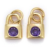 Brass Micro Pave Cubic Zirconia Pendants KK-P192-09-G08-1