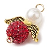 3Pcs 3 Colors Acrylic Pearl & Polymer Clay Rhinestone Angel Connector Charms PALLOY-JF02903-4