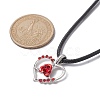 Alloy Rhinestone Heart with Rose Pendant Necklaces NJEW-JN04500-3