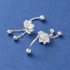 999 Sterling Silver Flower Ear Plug Gauges EJEW-P296-09S-2