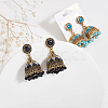 ANATTASOUL 6 Pairs 6 Colors Ethnic Style 3D Enamel Bell with Seed Beeded Dangle Stud Earrings EJEW-AN0001-94-7