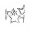 304 Stainless Steel Star Open Cuff Ring RJEW-T023-26P-1