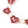 Glass Seed & Natural Agate Beaded Bracelet with Brass Magnetic Clasp BJEW-JB07803-6