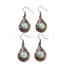 Natural Amazonite Teardrop Dangle Earrings EJEW-B055-02R-22-1