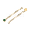 Ion Plating(IP) 316 Surgical Stainless Steel Curb Chain Extender with Malachite Round Charm STAS-A097-01G-10-2