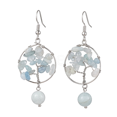 Natural Aquamarine Dangle Earrings EJEW-JE05747-05-1