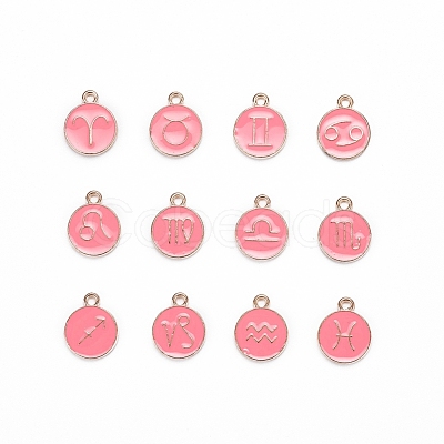 2 Sets 2 Styles Golden Plated Alloy Enamel Charms ENAM-YW0001-28E-1