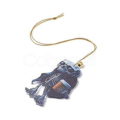 Acrylic Halloween Style Big Pendants with Brass Bell and Nylon Cord SACR-O003-01I-1