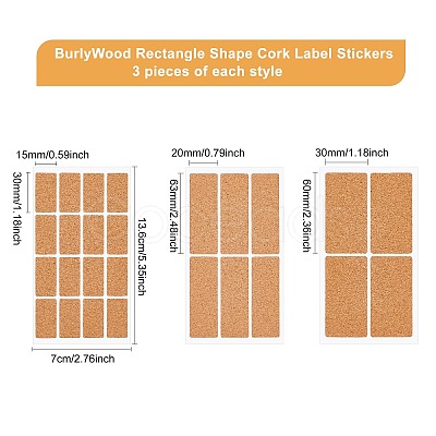 Rectangle Shape Cork Label Stickers AJEW-BC0006-26-1