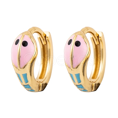 Snake Brass Enamel Hoop Earrings for Women EJEW-E309-01G-1