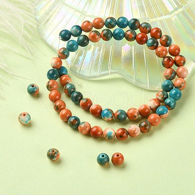 Synthetic Ocean White Jade Round Beads Strands G-YW0001-42B-1