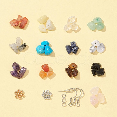 DIY Gemstone Chips Earring Making Kit DIY-FS0003-19-1