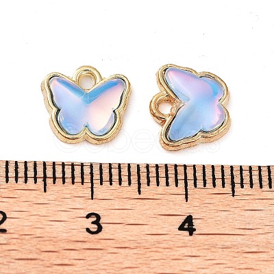 Rack Plating Alloy Glass Charms FIND-Q099-07G-04-1