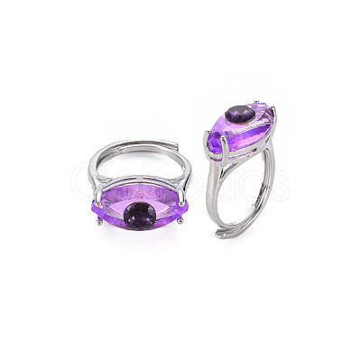 Evil Eye Glass Ajuastable Rings RJEW-S048-002P-NF-1