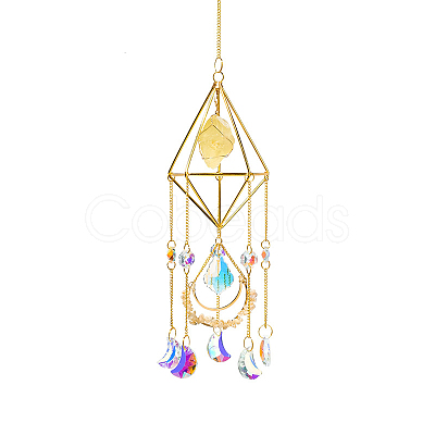 Golden Iron Wind Chime HJEW-K045-01G-01-1