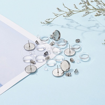 DIY 50Pairs Flat Round Earring Making Kits DIY-YW0001-90P-1