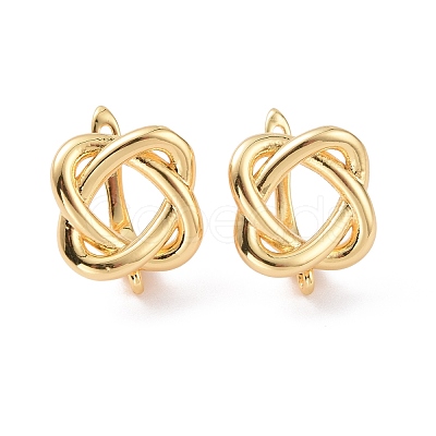 Brass Wire Wrap Hoop Earring Findings with Latch Back Closure KK-G420-16G-1