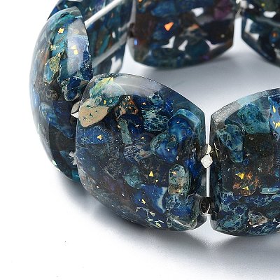 Dyed Natural Imperial Jasper & Synthetic Opal Stretch Bracelets BJEW-G702-05A-1