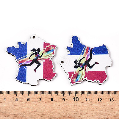 French Theme Printed Wood Pendants WOOD-N016-08-1