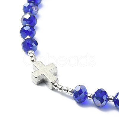 Glass Rosary Bead Necklaces NJEW-TA00080-1