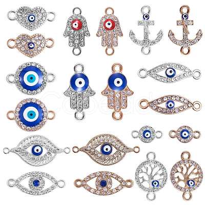 20Pcs Alloy Eye Charm Connector Assorted Evil Eye Connector Mixed Shape Eye Charm Pendant for Jewelry Necklace Bracelet Earring Making Crafts JX219A-1