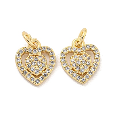 Brass Micro Pave Cubic Clear Zirconia Charms KK-Z044-23G-1