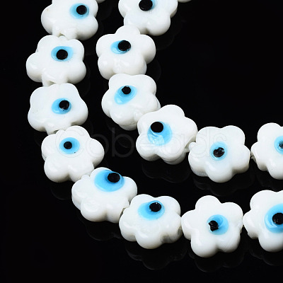 Handmade Evil Eye Lampwork Beads Strands LAMP-N029-008H-1