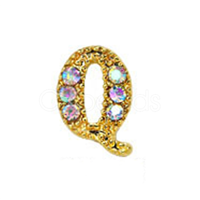 Alloy Gold Rhinetone Letters Nail Stud Cabochons MRMJ-S047-023Q-1