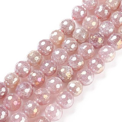 Round Natural Electroplated Strawberry Quartz Beads G-P447-B02-01-1