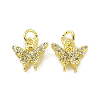 Brass Micro Pave Clear Cubic Zirconia Charms KK-E068-VF056-1