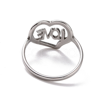 Non-Tarnish 201 Stainless Steel Heart with Word Love Finger Ring RJEW-J051-38P-1