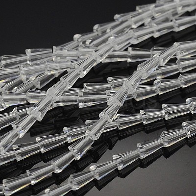 Faceted Cone Glass Beads Strands GLAA-F035-01-1