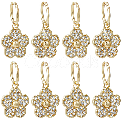 Beebeecraft 8Pcs Brass Micro Pave Clear Cubic Zirconia Charms ZIRC-BBC0002-33-1